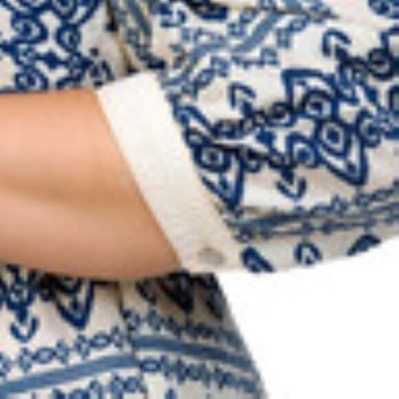 NEW Figueroa Flower Boho Woven Dress plus size summer 3/4 Sl L Blue Print 3X - Picture 3 of 11